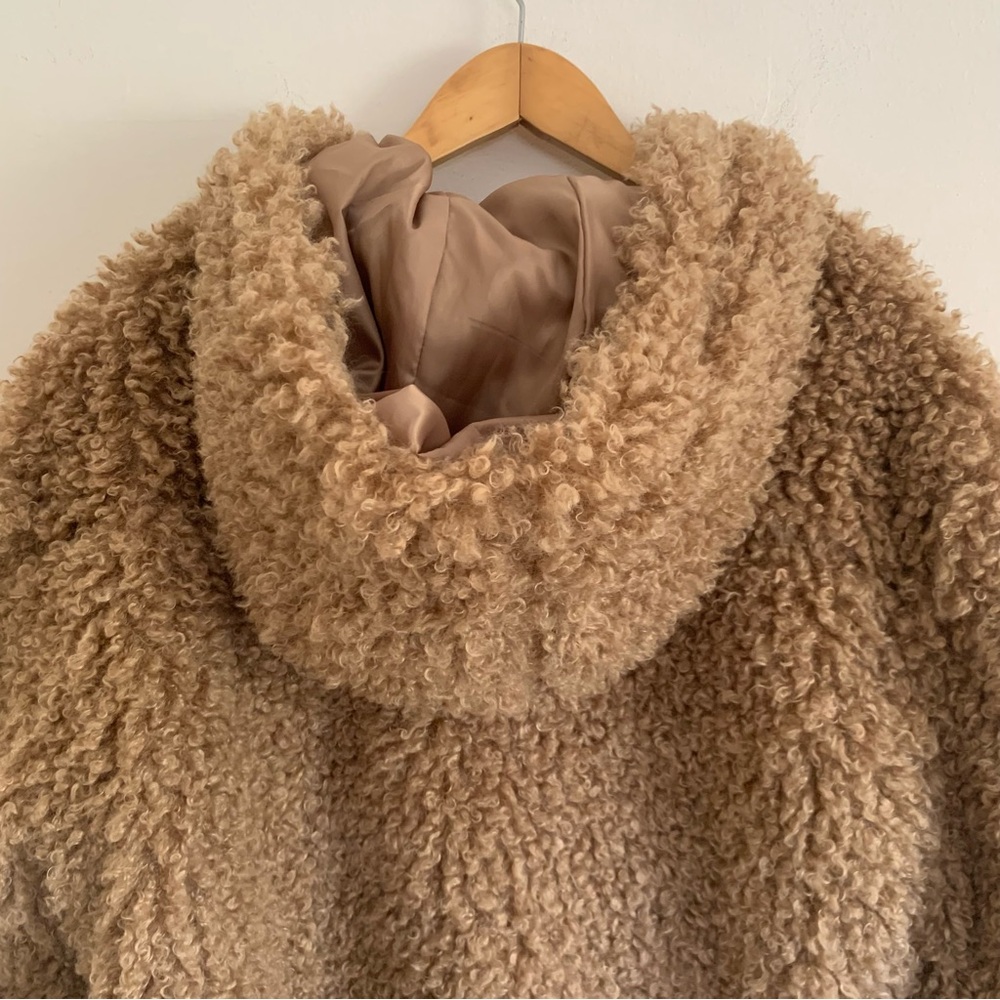 NEW Urban Outfitters Casey Oversized Sherpa Fur Hooded Zip-Up Teddy Jacket S - Picture 9 of 12